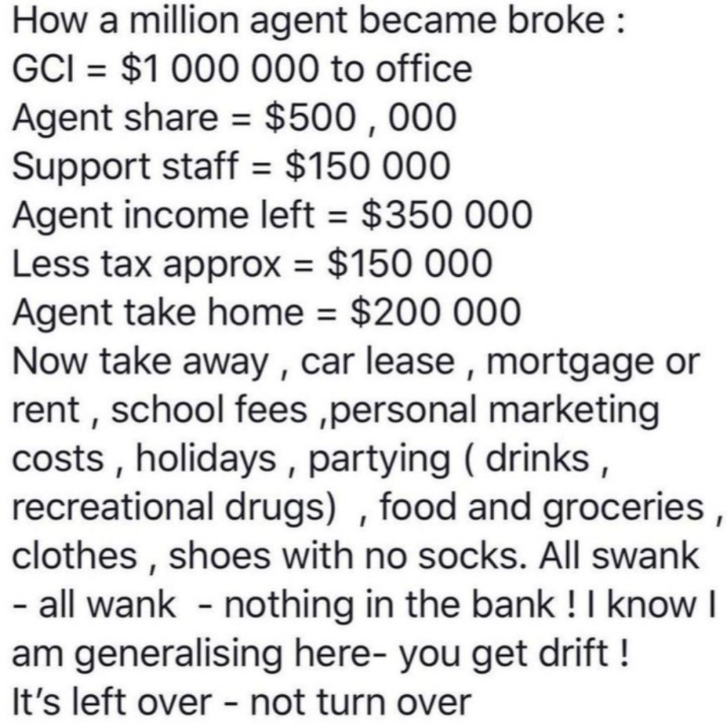 Breakdown of a million dollar agent